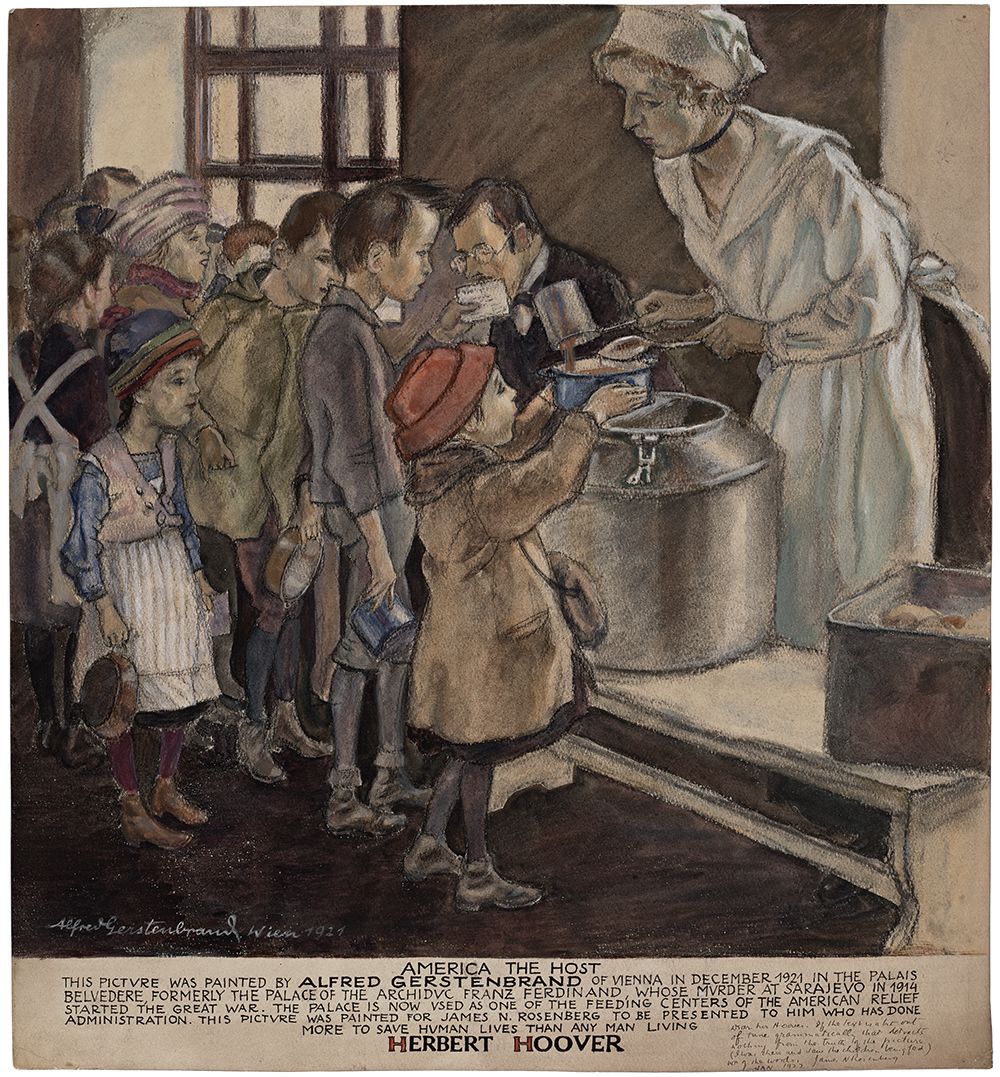 Photograph of America the Host by Alfred Gerstenbrand, pastel on paper, 1921. From the Herbert Hoover Subject Collection at the Hoover Institution Archives