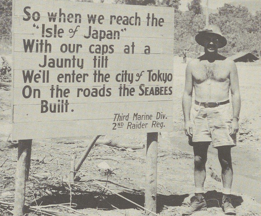 Chief Edward Olim, from the U.S. Navy 71st Construction Battalion Log, circa 1945.