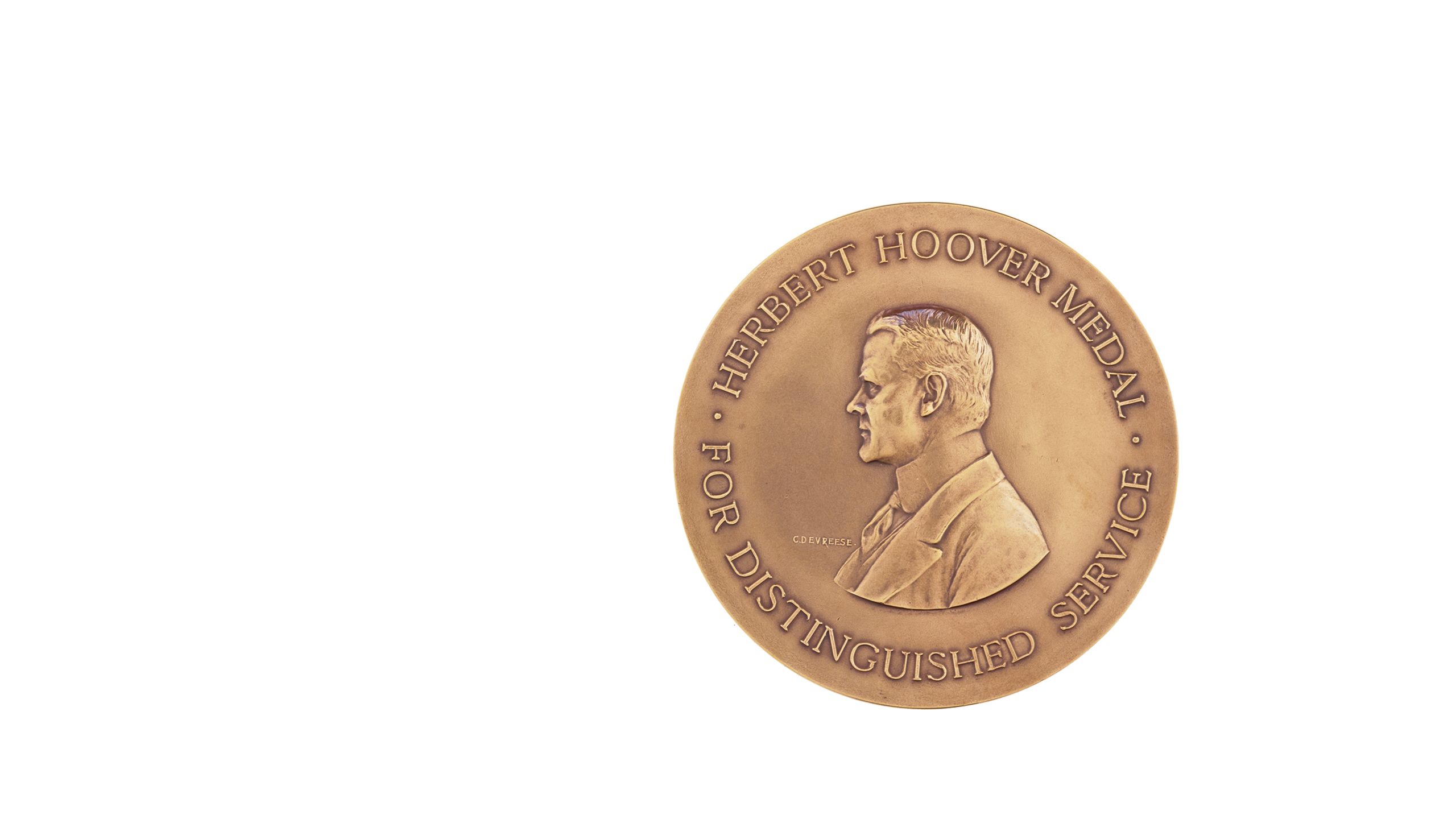 Photograph of Herbert Hoover Medal for Distinguished Service, 1963. From the Herbert Hoover Subject Collection, at the Hoover Institution Archives