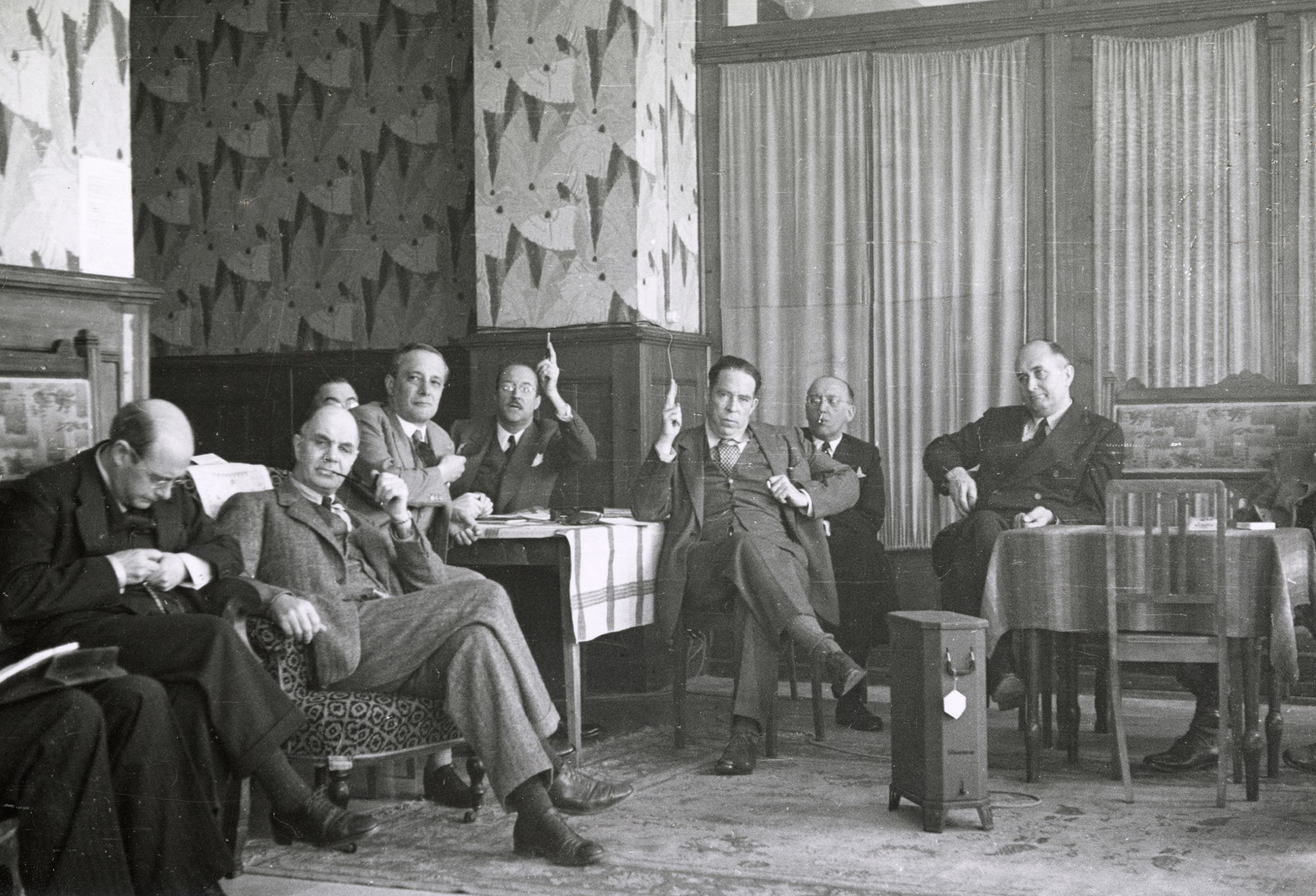 Photograph of members at the first meeting of the Mont Pelerin Society in 1947. From the Mont Pelerin Society Records, Hoover Institution Archives.