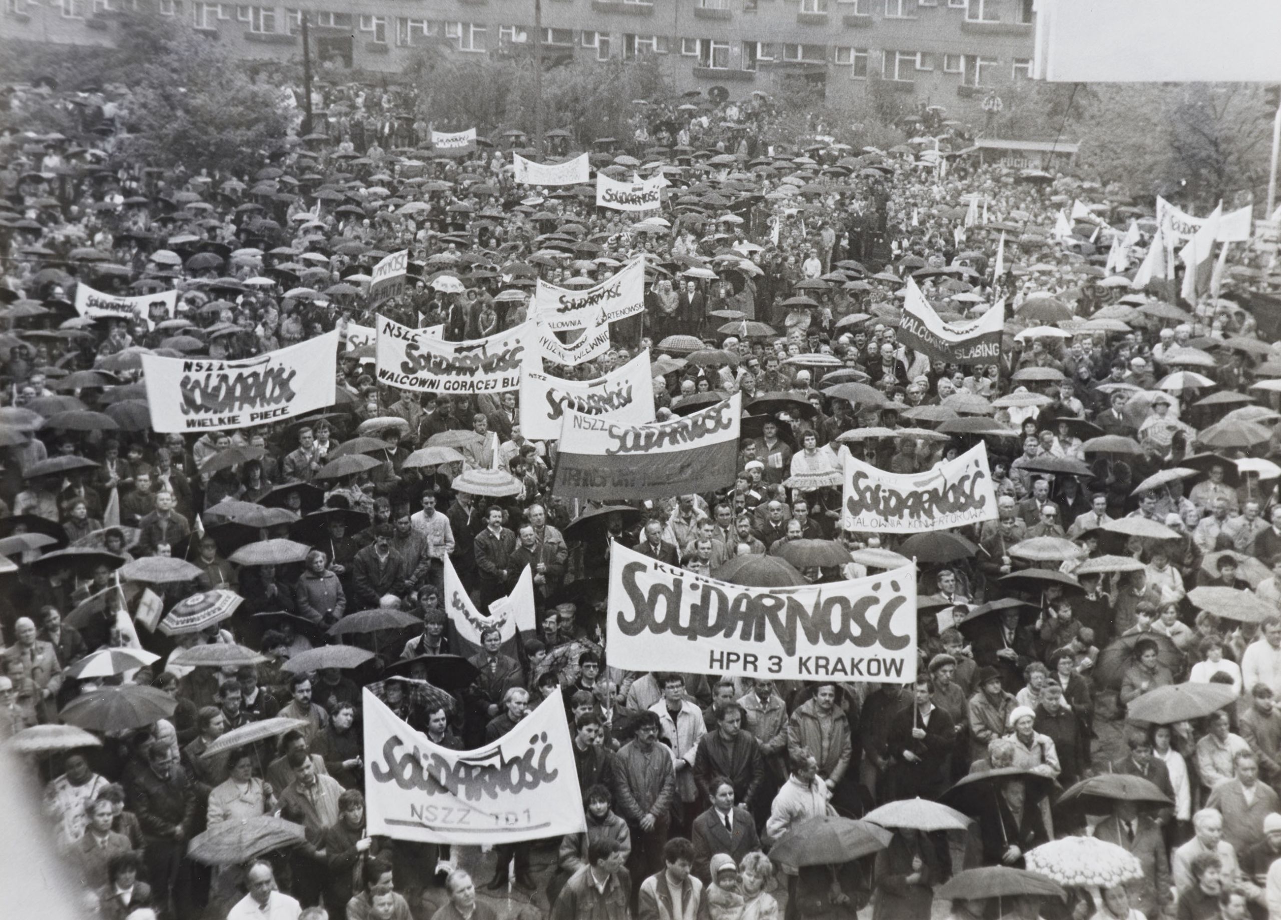 Solidarity Demonstration, Kraków, Poland, from May, 1989. From the European Pictorial Collection, Hoover Institution Archives.